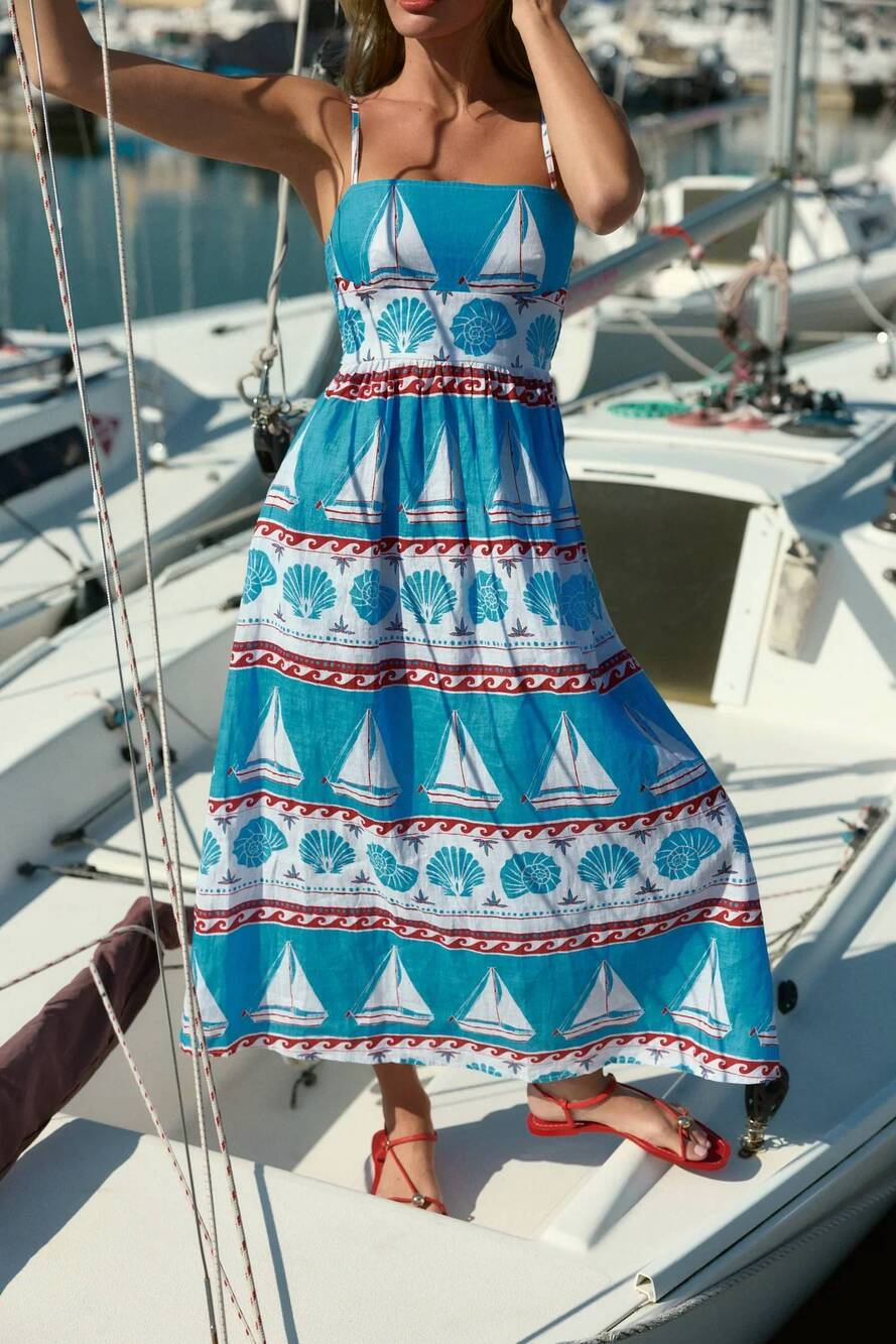 NEW OLIVIA BY LIVRO lillian linen midi dress in capiz